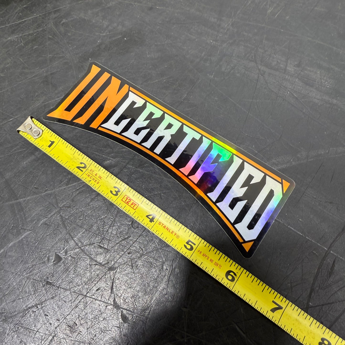 "Uncertified" Sticker